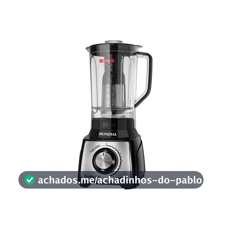 Liquidificador Mondial Turbo L-1200 BI com Filtro 12 Velocidades 1200W Inox Preto - Liquidificador