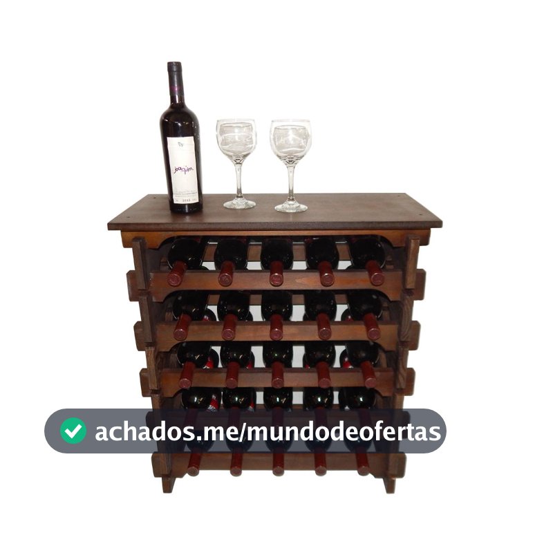 Adega Vinho Madeira 25 Garrafas Tipo Mesinha Cor Imbuia C05 - Cevey Adegas e Artesanatos - Adega de Vinho - Magazine Axadinhos99