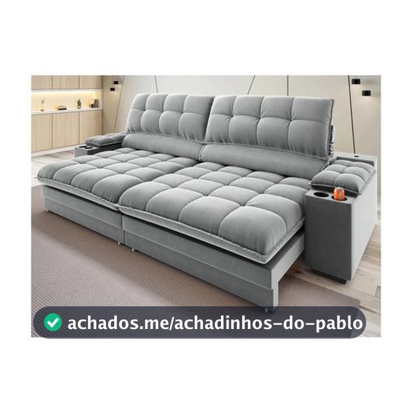 Sofá 5 Lugares Retrátil Reclinável Veludo Olimpo Next Sofás