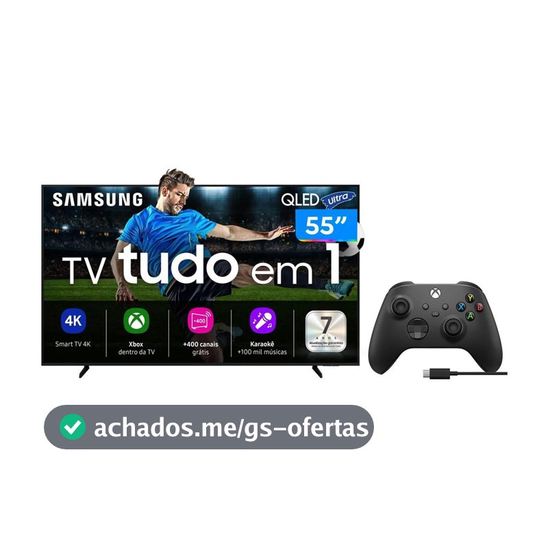 Smart TV 55” 4K QLED Samsung - QN55Q7FAAGXZD + Controle sem Fio Carbon Black - Smart Tv