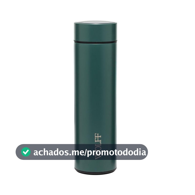 Garrafa Térmica 500ml Aço Inox Verde Wolff Termômetro LED para Bebidas Quentes Frias Diário Viagem - Garrafa Térmica - Magazine Vistore