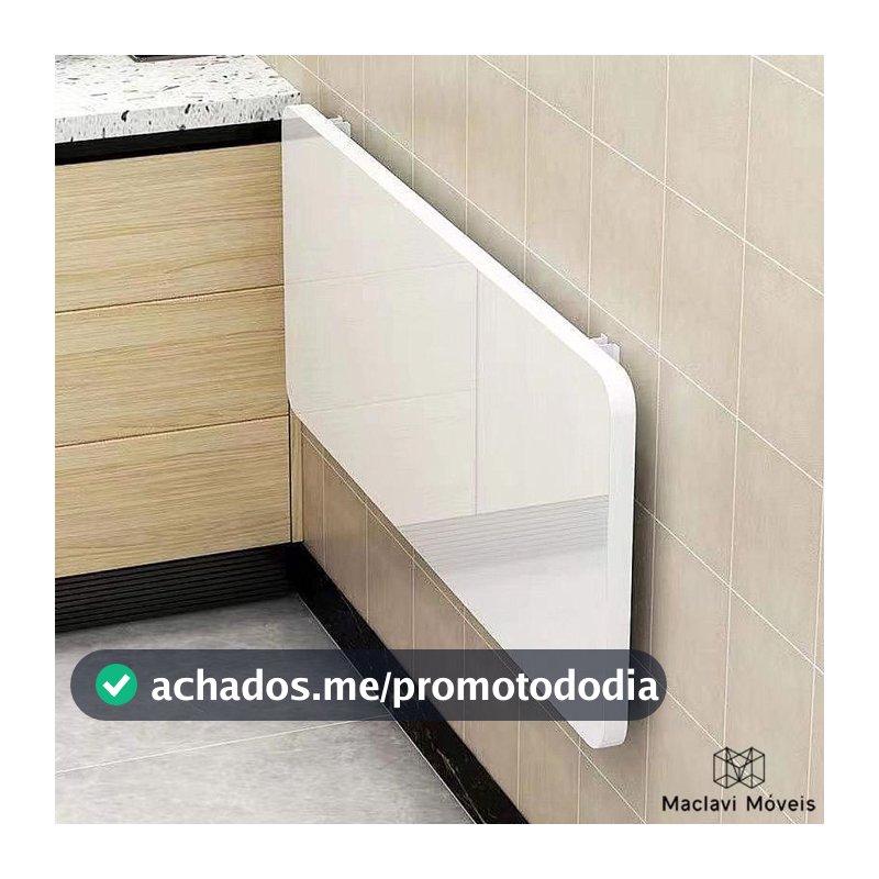 Mesa Retratil dobravel Borda Redonda 100cm x 50cm de parede cozinha americana suporta 50kg