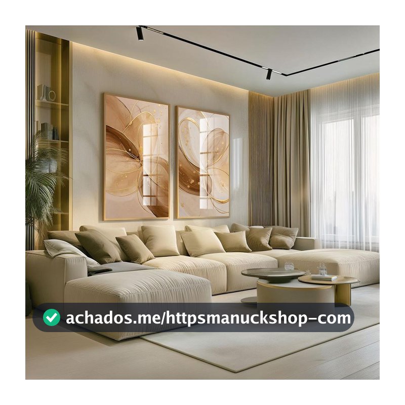 Conjunto 2 Quadros Decorativos com Moldura e Acrilico Cristal Vidro Geometrico Azul  Kit para Sala, Escritorio, Hall Cozinha - Art Bella - Quadro Decorativo