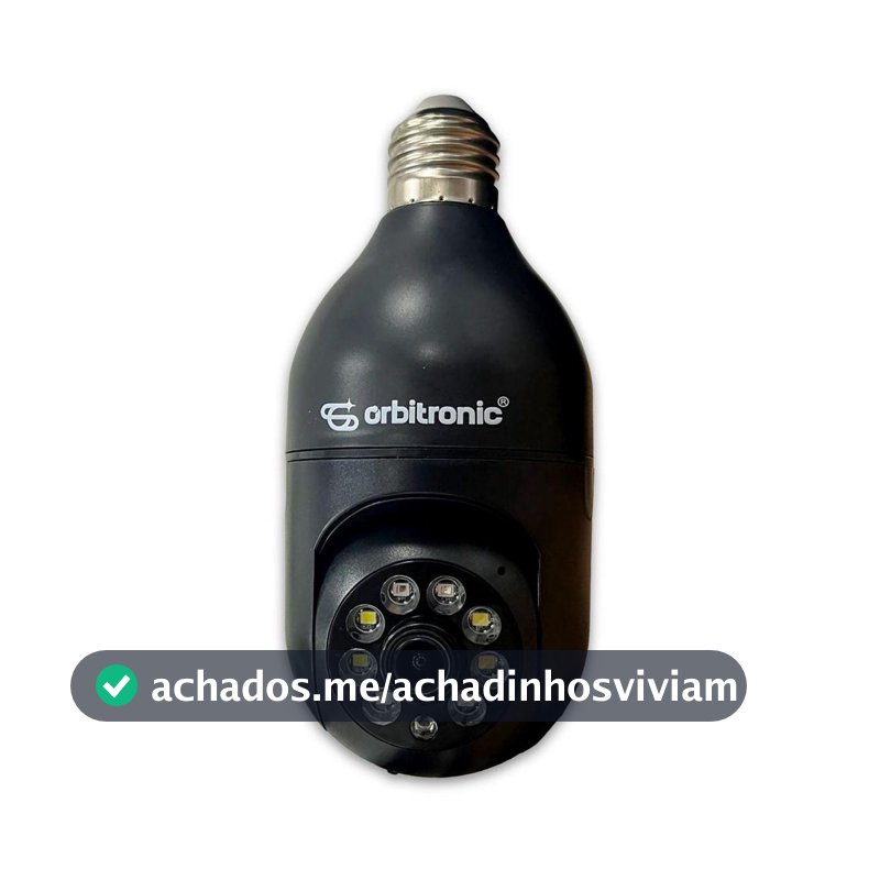 Camera Segurança Panoramica Lampada Wifi Espia C/rastreio Preta Orbitronic - Câmera Espiã