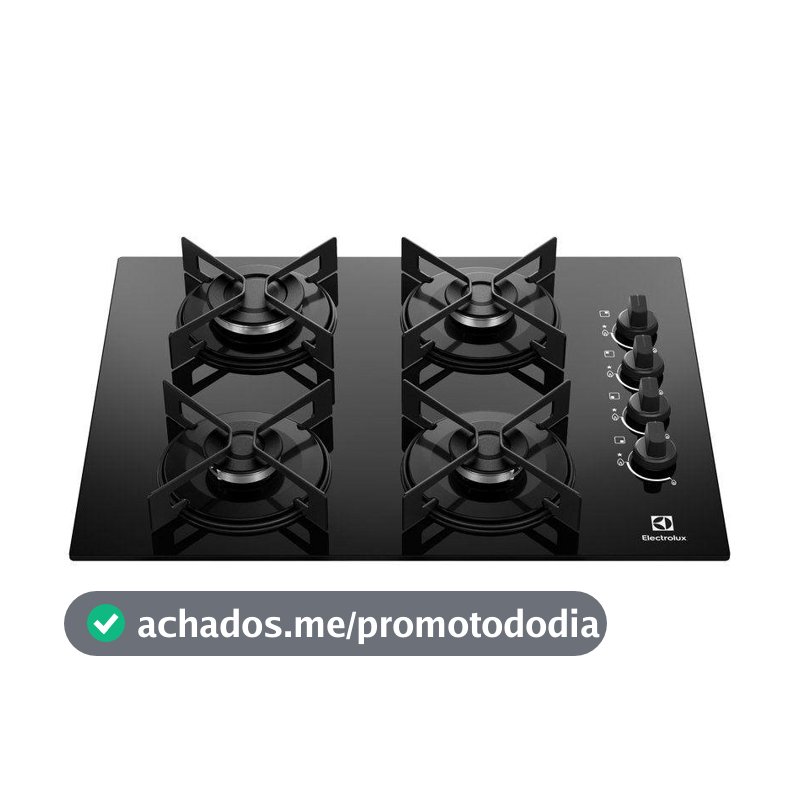 Cooktop 4 Bocas a Gás GLP Electrolux Mesa de Vidro Preto Acendimento Automático Efficient KE4GR