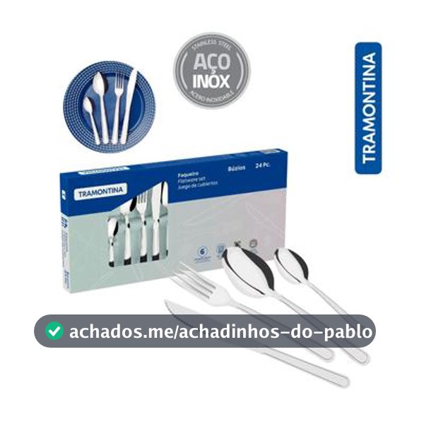 Jogo De Talheres Tramontina Colher Faca Garfo 24 Peças Búzios Inox Tramontina