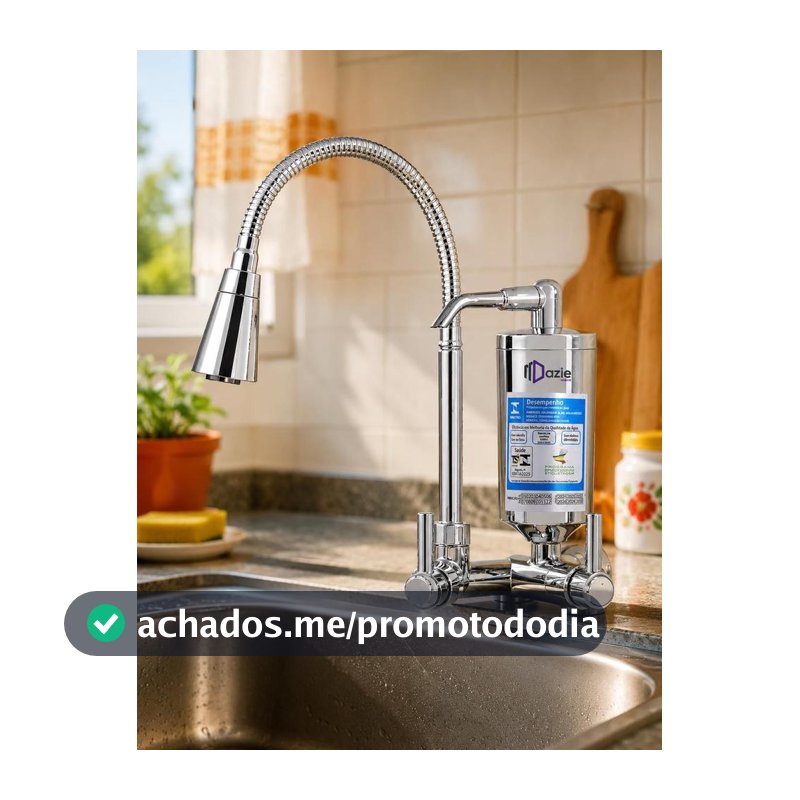 Dazie Torneira Gourmet de Parede para Cozinha com Filtro Bica Flexível ABS Cromado Refil Carvão Ativado INMETRO 1 4 de Volta Purificador Dazie Metais