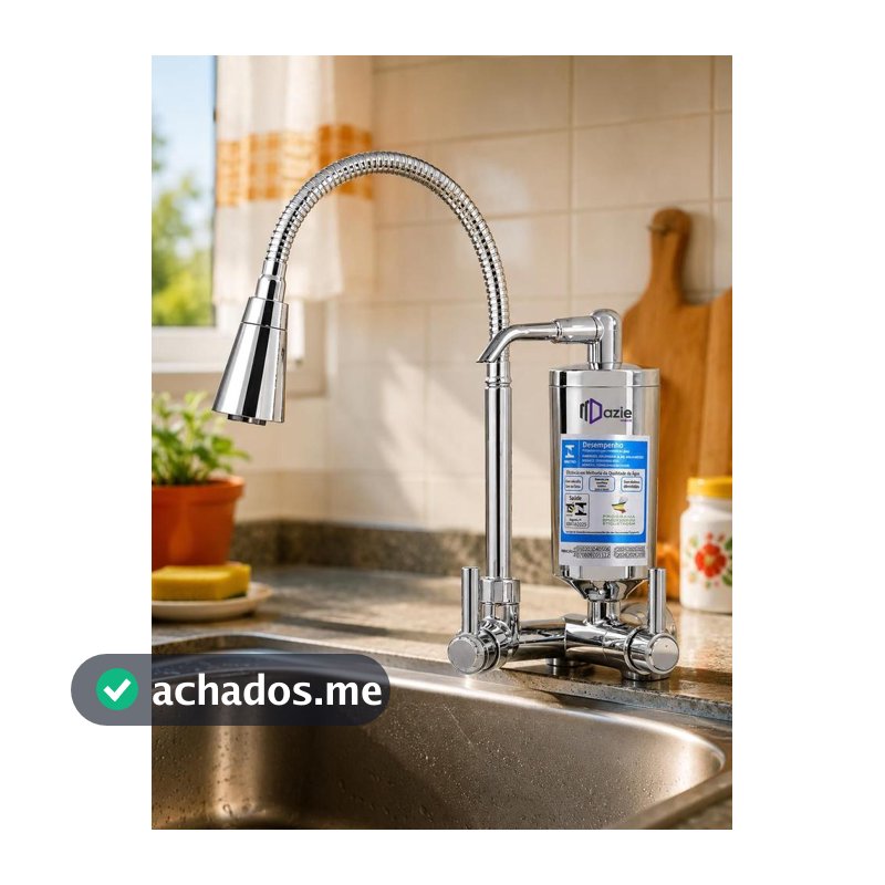 Dazie Torneira Gourmet de Parede para Cozinha com Filtro Bica Flexível ABS Cromado Refil Carvão Ativado INMETRO 1 4 de Volta Purificador Dazie Metais