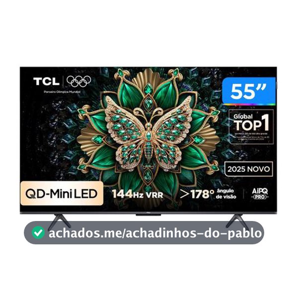 Smart TV 55" TCL 4K UHD MiniLED 55C6K 120Hz Google TV AiPQ Google Assistente 4 HDMI 2 USB