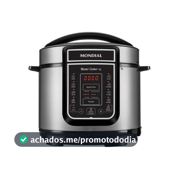 Panela de Pressão Elétrica Digital Mondial 5L - 900W Digital Master Cooker PE-38 - Panela de Pressão Elétrica
