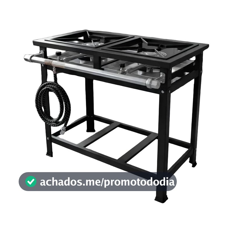 Fogão Industrial 2 Bocas Alta Pressão Caulim Com Chapa a Gás e Portátil, Linha Premium e Compacto