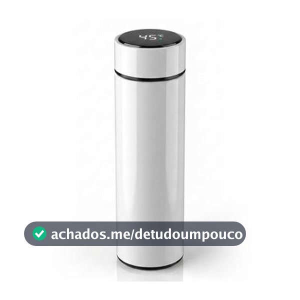 Garrafa Térmica 500ml Com Display Digital LED Sensor De Temperatura Branca Aço Inox Bebidas Quentes E Frias