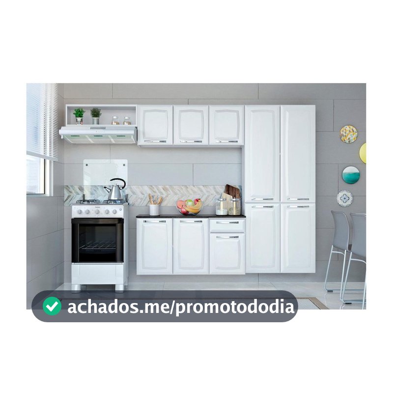 Armário de Cozinha Compacta Itatiaia Amanda Aço com Balcão 10 Portas 1 Gaveta