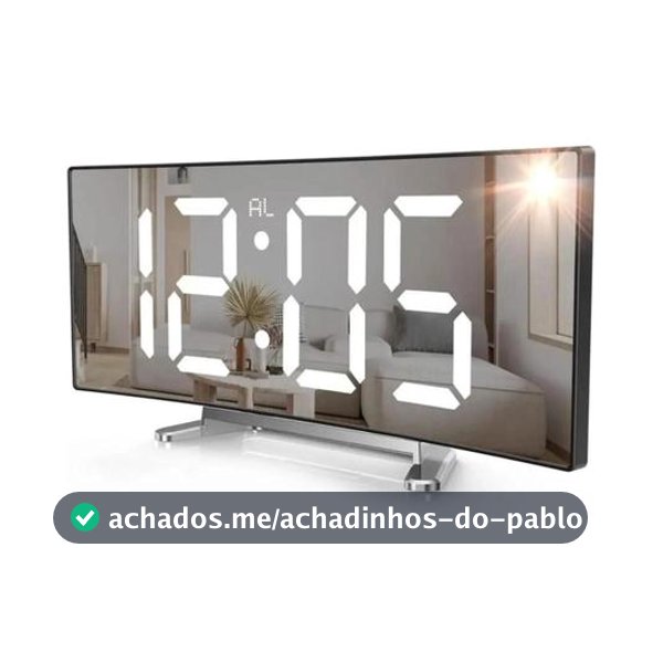 Relógio Digital De Mesa espelhado curvado Led E Alarme Temperatura Data Hora - DYANNA - Relógio / Despertador de Mesa - Magazine Queropromolulu