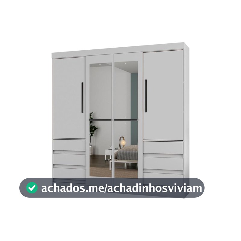 Guarda-roupa Casal com Espelho 4 Portas 6 Gavetas Araplac Atraente Sofia