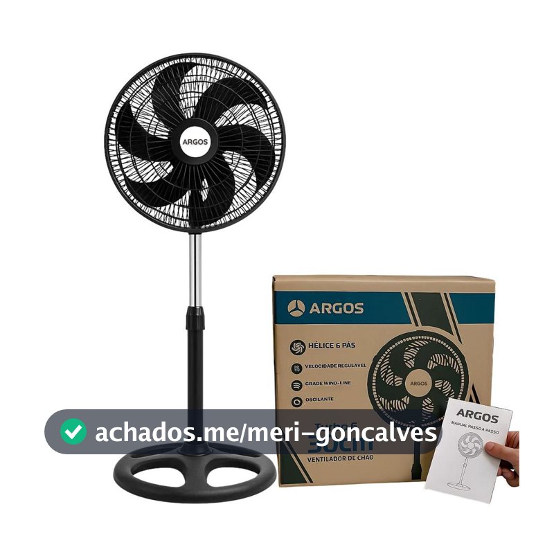 Ventilador de Coluna Argos 30cm 120W 110V ou 220V  3 Velocidades, Regulável, Oscilante e Silencioso