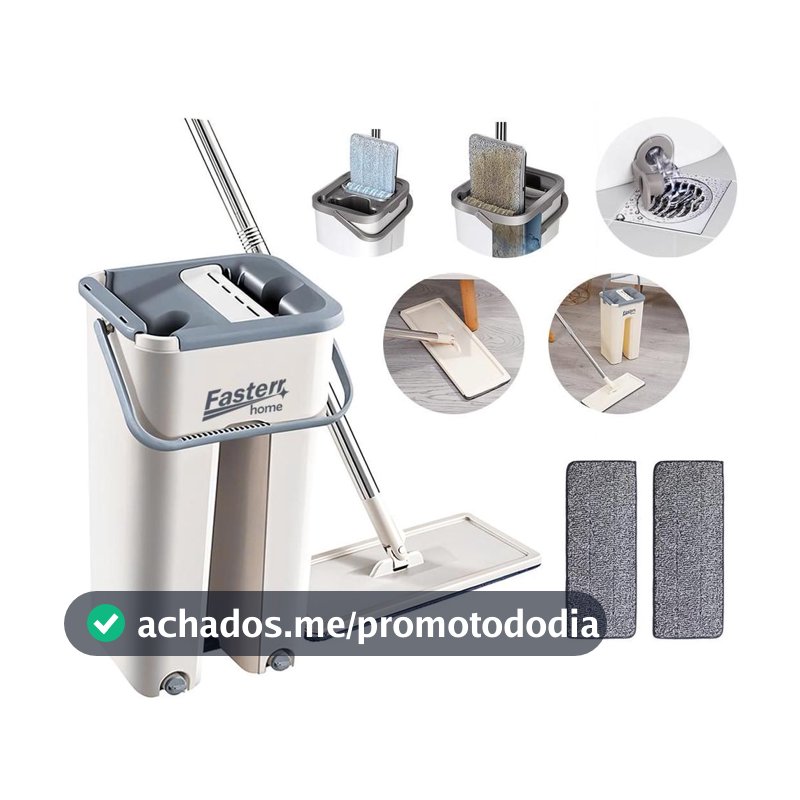 Rodo Mop Flat Giratorio Esfregão Com Balde Multiuso FST026