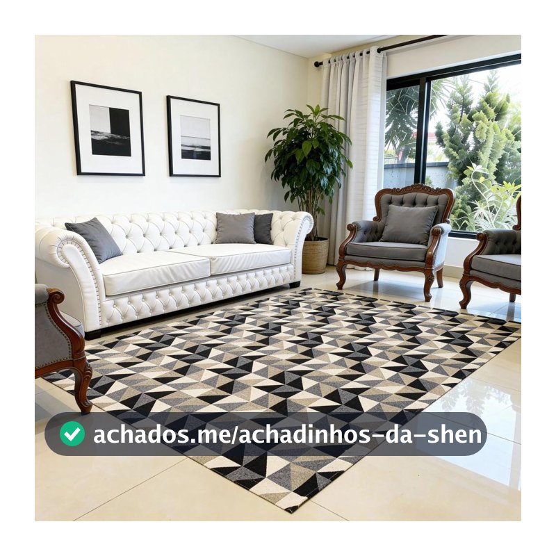 Tapete Geométrico Para Sala 2,00x1,50 Preto - LANCER - Tapete para Quarto - Magazine Sacafarelli