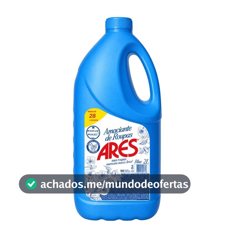 Amaciante De Roupas Ares Blue 2L Perfume e Maciez Rende Até 28 Lavagens