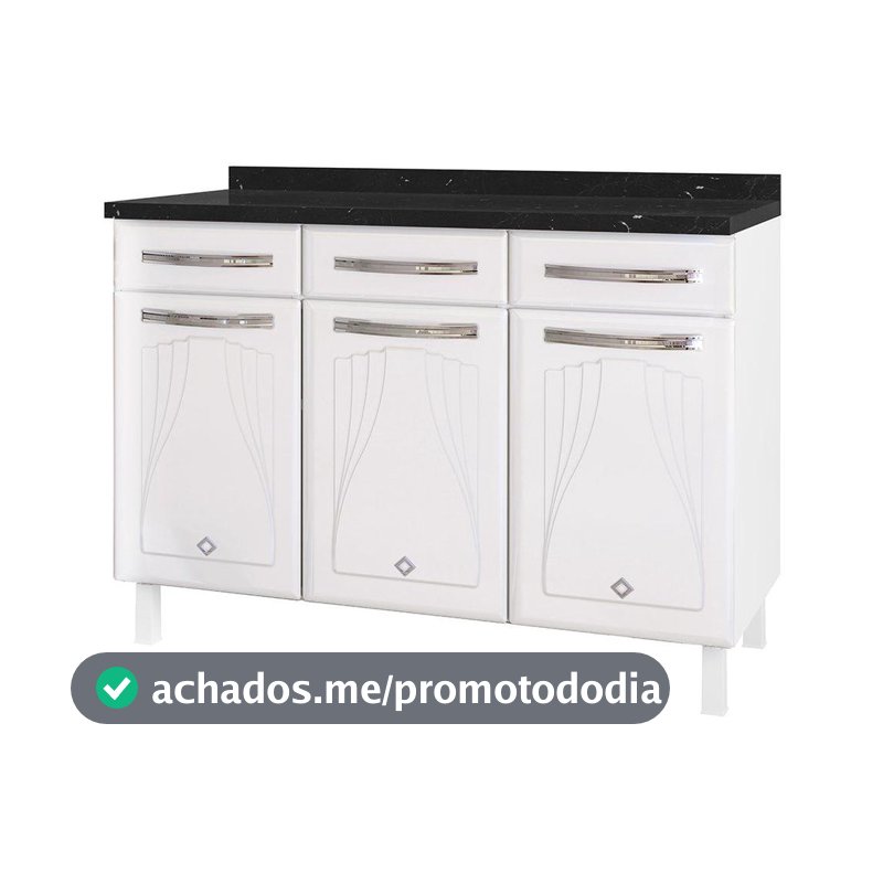 Balcão de Cozinha Telasul Aço 3 Portas 3 Gavetas Cristal - Buffet e Balcão para Sala de Jantar - Magazine Moniqueglima