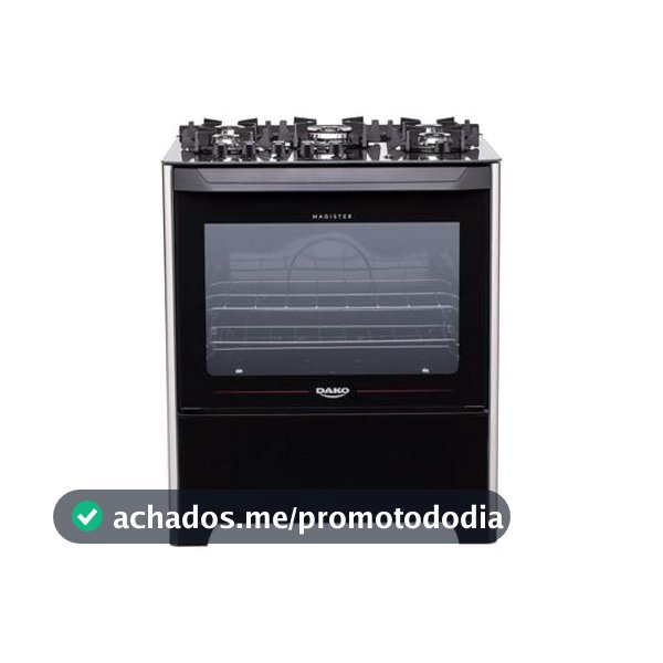 Fogão 5 Bocas Dako Preto Mesa de Vidro Magister