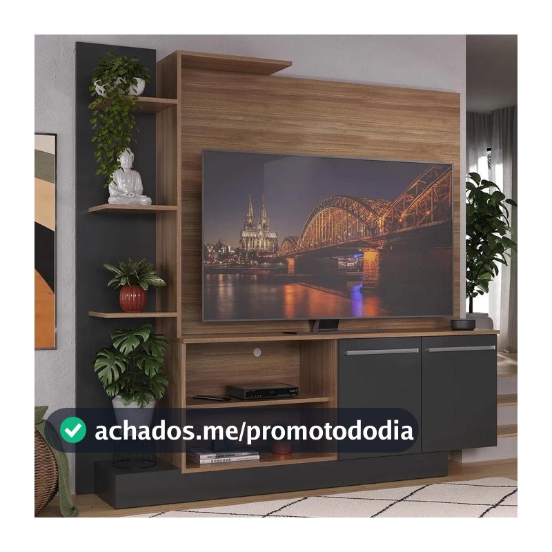 Estante Home Theater para TV até 55 Pol Denver Multimóveis Madeirado Preto