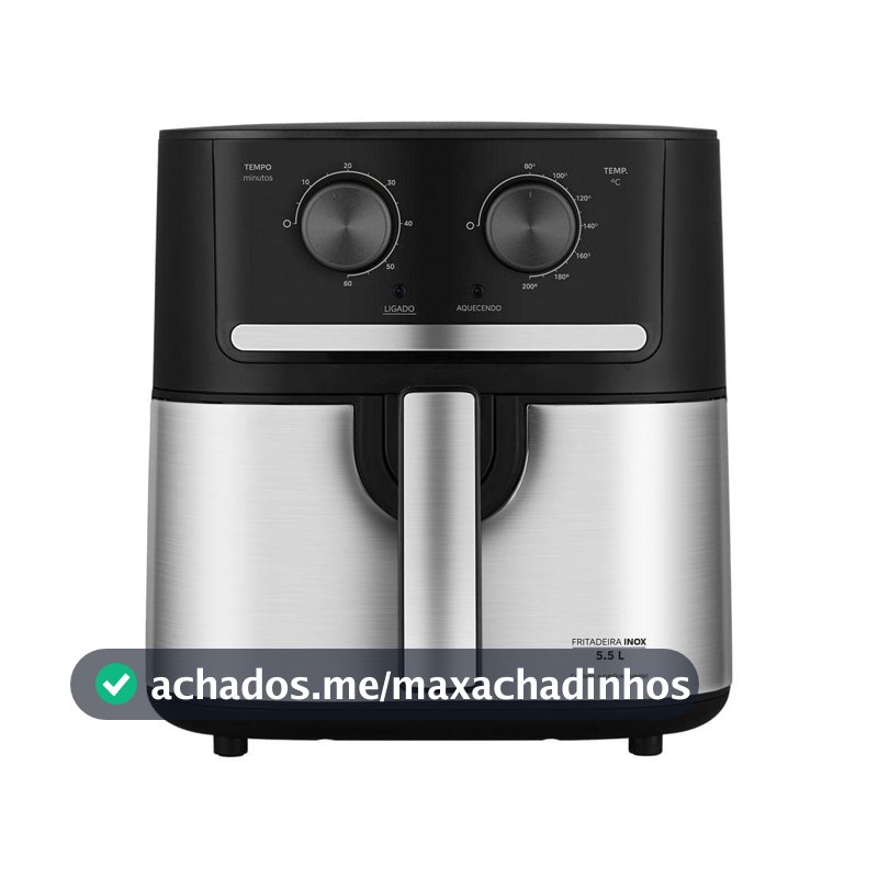 Fritadeira Air Fryer 5,5L Cyclone Preto e Inox Midea