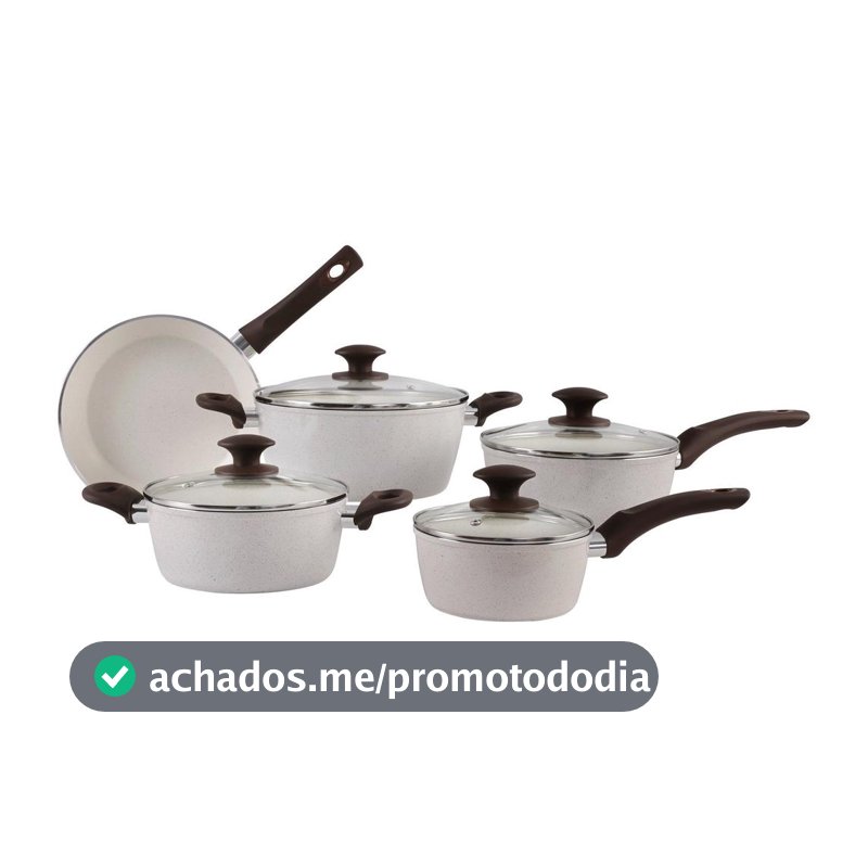 Jogo de Panelas Brinox Cerâmico de Alumínio Vanilla 5 Peças Optima Essentials Ceramic Life