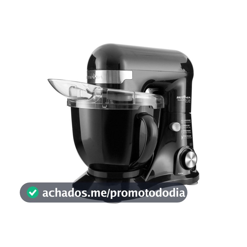 Batedeira Planetária Britânia Preta 700W - Turbo Power Plus BBP760P 12 Velocidades - Batedeira Planetária - Magazine Moniqueglima