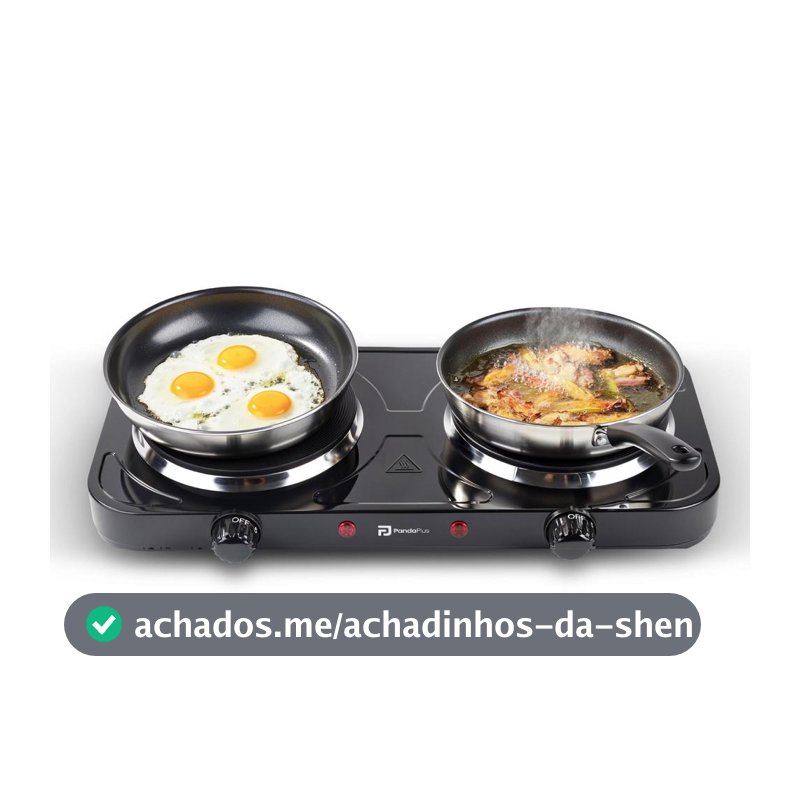 Fogareiro Elétrico 2 Bocas 220V Portátil Fogão 2000W Potência Camping Preto Panda Plus
