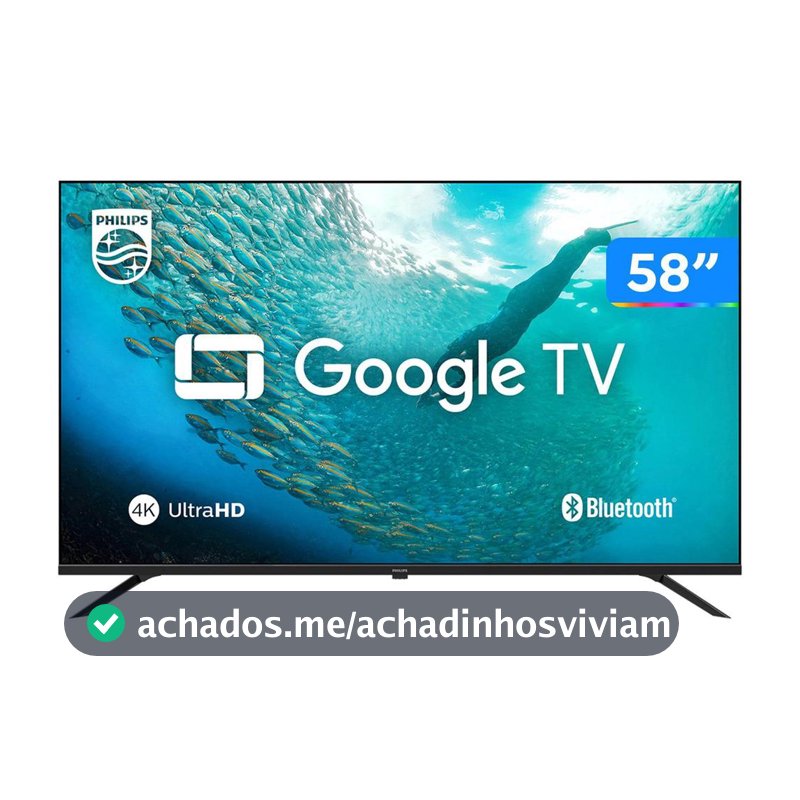 Smart TV 58" 4K UHD LED Philips 58PUG7019/78 Wi-Fi Bluetooth Google Assistente 3 HDMI 2 USB