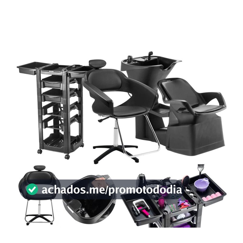 Kit Cadeira Primma Lavatorio Smart Carrinho Vegas Dompel - Kit Móveis para Salão de Beleza - Magazine Axadinhos99