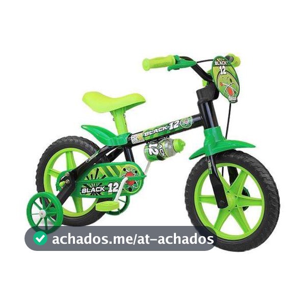 Bicicleta Infantil Aro 12 Verde Preto Menino 1 a 4 Anos