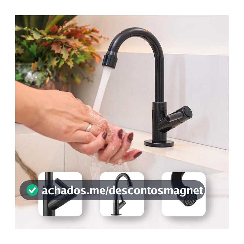 Torneira de Banheiro Preta de Bancada em ABS para Cuba Pia Lavatório Lavabo Black Matte