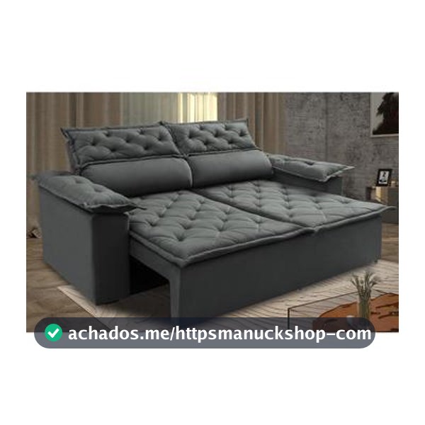 Sofá 3 Lugares Retrátil e Reclinável Cama inBox Compact 1,80m Velusoft Cinza - Sofás