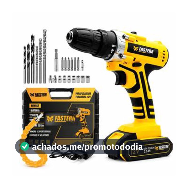 Parafusadeira Furadeira 12V Com 1 Bateria, Maleta e 24 Acessórios Fasterr FST006 - Ferramentas Elétricas