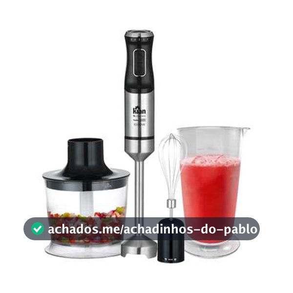 Mixer 3 em 1 Kian 1000W Inox Turbo 5 Velocidades com Processador Triturador e Copo 700ml