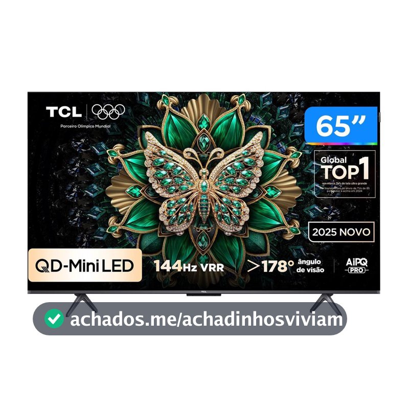 Smart TV  65" TCL 4K UHD MiniLED 65C6K 120Hz Google TV AiPQ Google Assistente 4 HDMI 2 USB