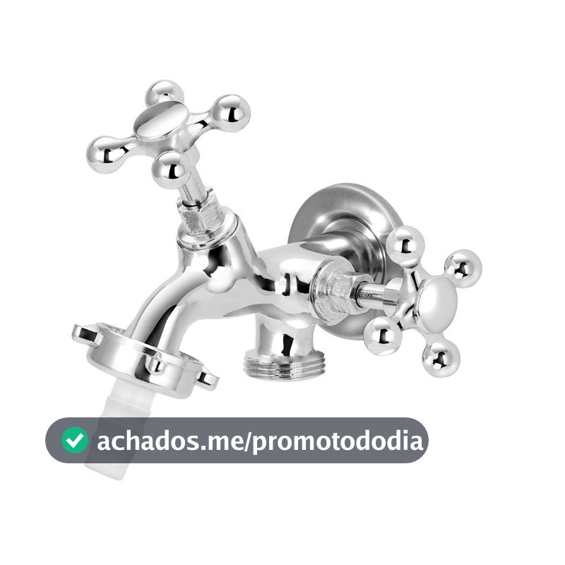 Torneira Tanque E Maquinha Metal Duas Saídas Bico 1/2 X 3/4