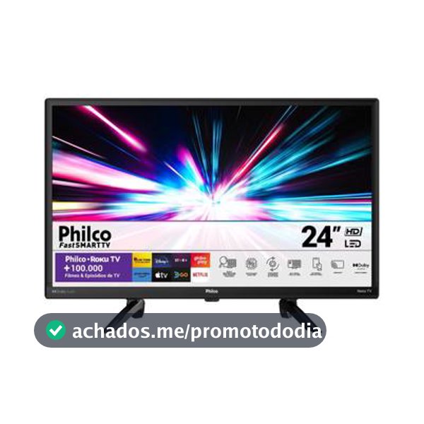 Smart TV Philco 24 HD Ptv24g5yr2cp Roku WI FI Hdmi USB Dolby Audio Preta