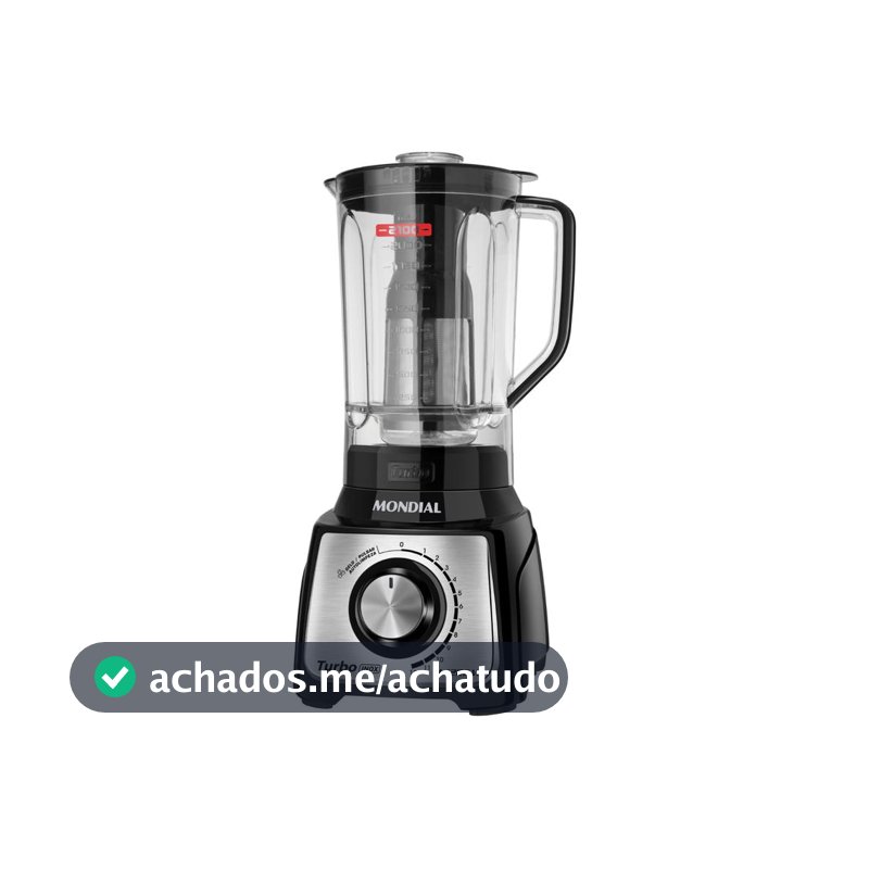 Liquidificador Mondial Turbo L-1200 BI com Filtro 12 Velocidades 1200W Inox Preto - Liquidificador
