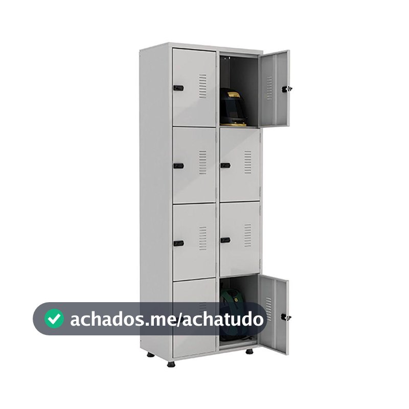 Armário Roupeiro Aço 8 Portas Ea702 Cinza
