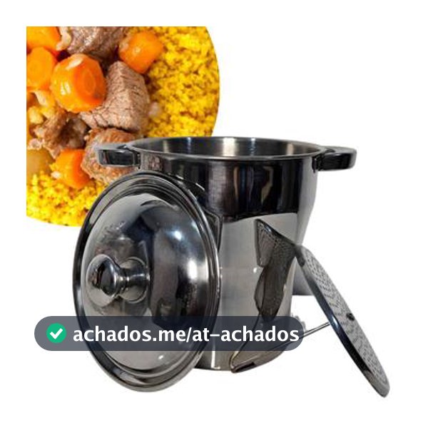 Panela Cuscuzeira nordestina grande aço Inox família tamanho 2,5L fogão elétrico Indução e à gás - Útil Bazar - Panelas