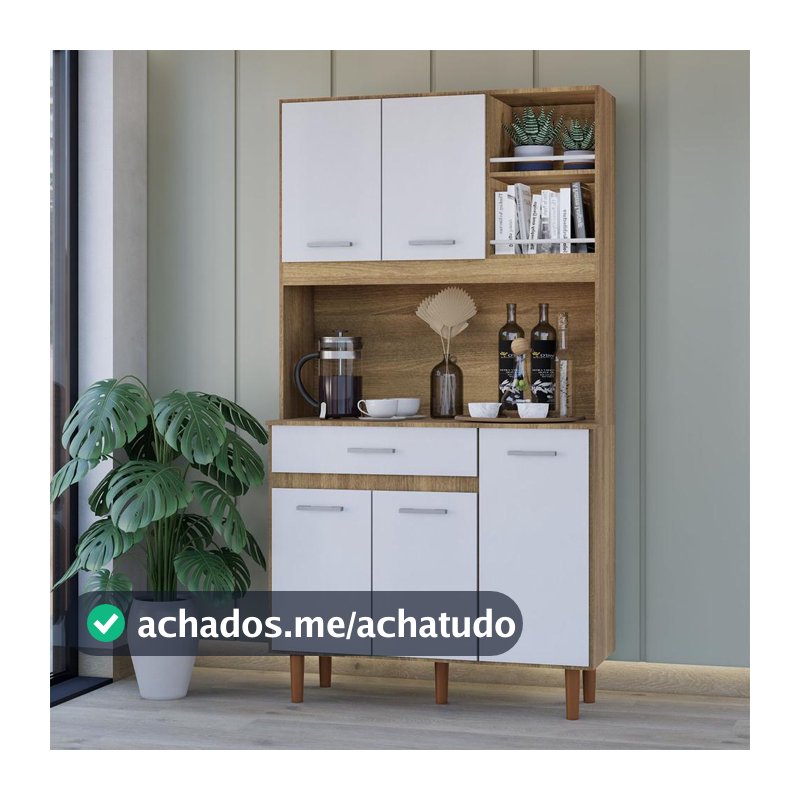 Cozinha Completa Compacta Armário Multiuso com Gaveta Organizadora 5 Portas Móveis Bonatto