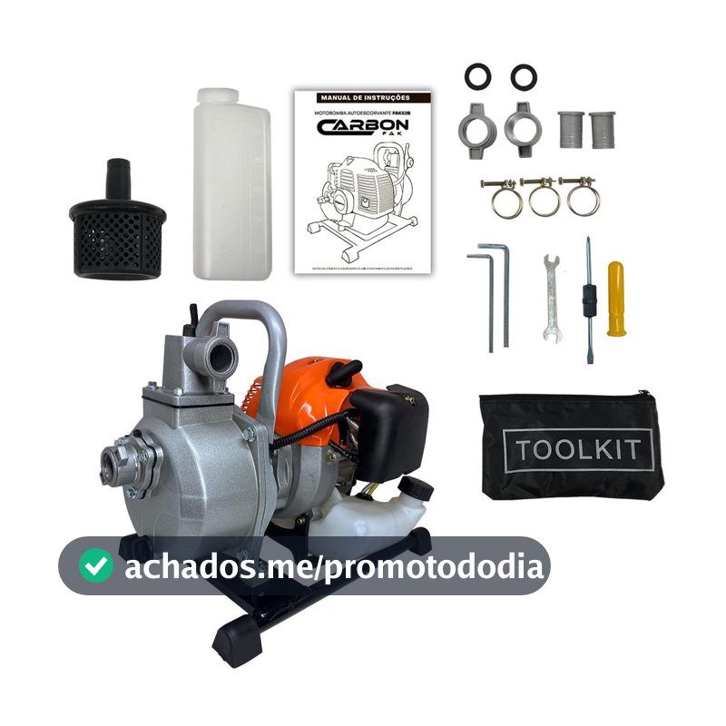 Motobomba a Gasolina Bomba de Água 1 Polegada 2,5HP 52cc FAK52B Carbon Fak