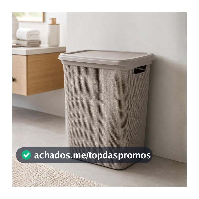 Cesto De Roupa Com Tampa Juta 45 Litros Plastico Organizador Banheiro E Lavanderia Jaguar Cores Sortidas