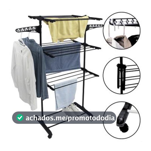 Varal De Chão Vertical Para Roupas 3 Andares Dobrável Portátil Grande - KONTUZ - Varal de Chão