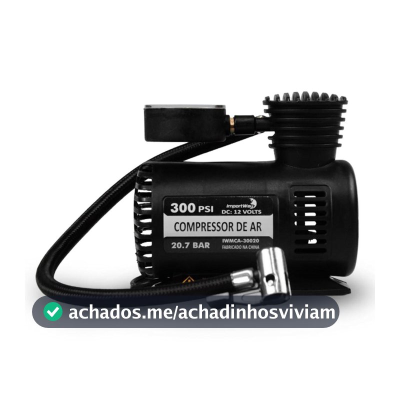 Mini Compressor Ar 300psi 12v P/ Pneu Carro Moto Bicicleta