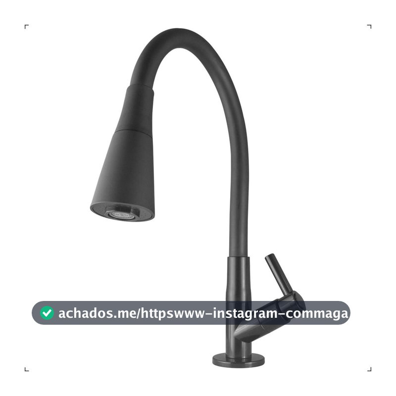 Torneira Preta Gourmet Para Pia de Cozinha Bancada com Bica Flexível 2 Jatos