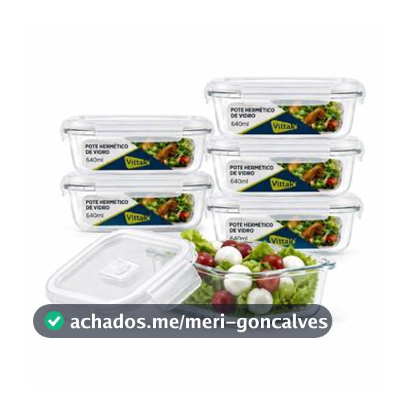 Jogo De Potes De Vidro Hermético Marmita 640ml Tampa com Válvula e Travas Borossilicato para Microondas e Freezer - Vittak - Pote - Magazine Aeasy